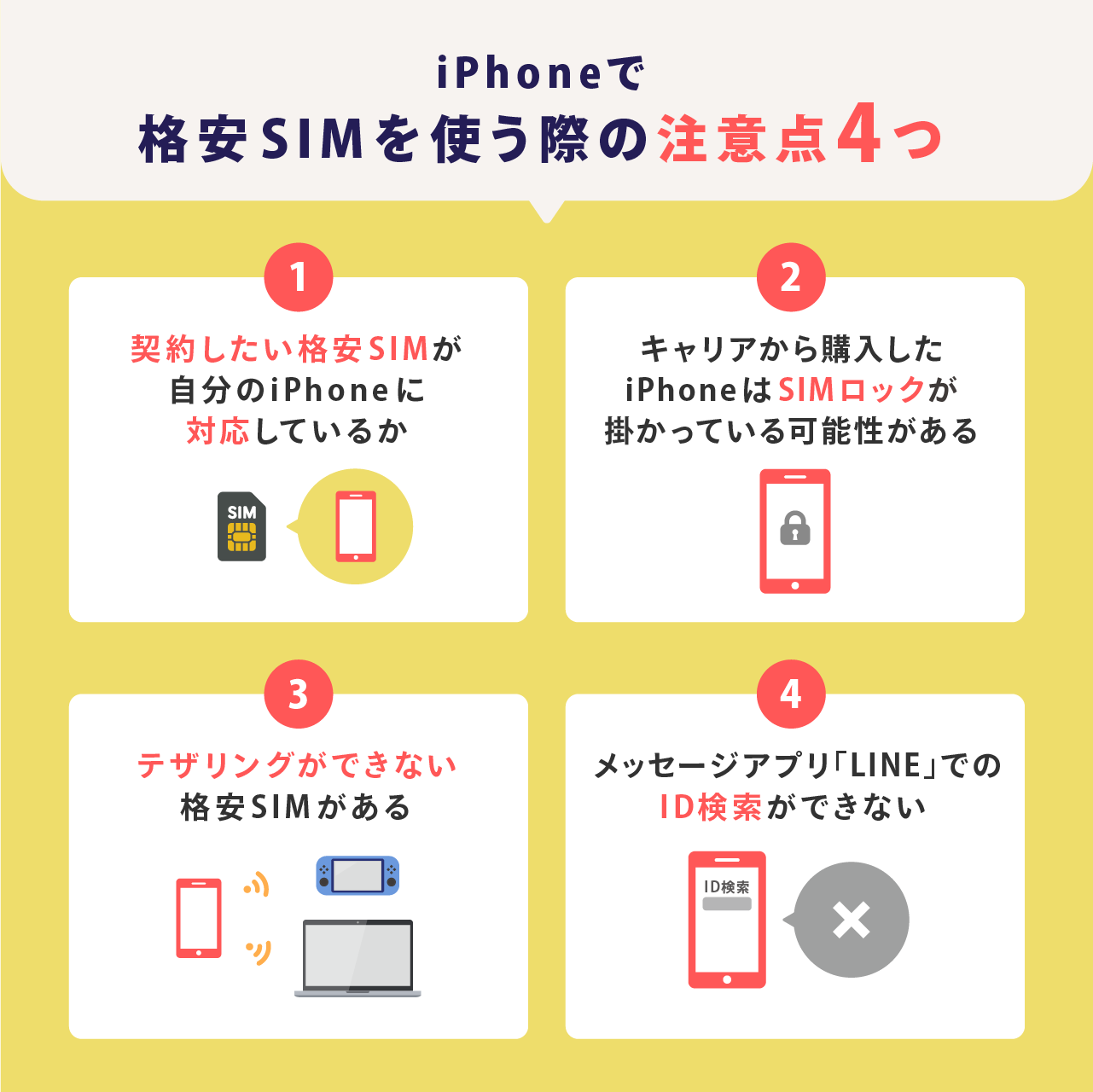 iPhoneで格安SIMを使う際の注意点