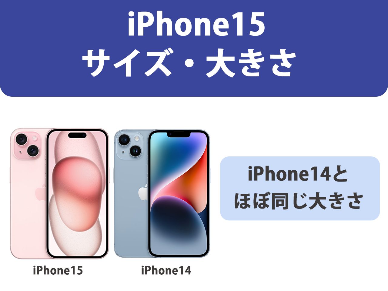 iPhone15とiPhone14の大きさ比較