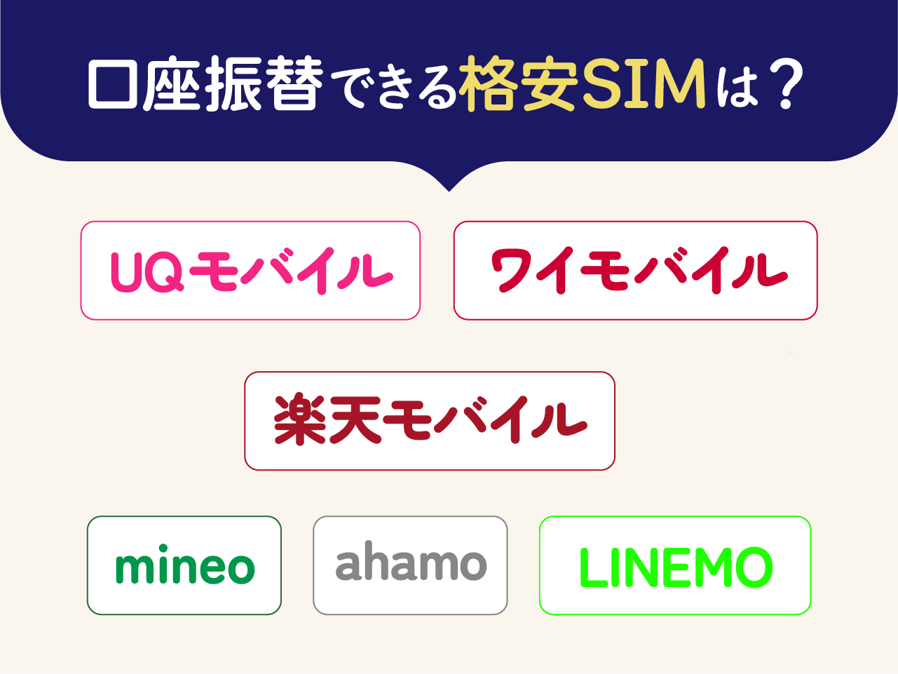 口座振替できるおすすめ格安SIM