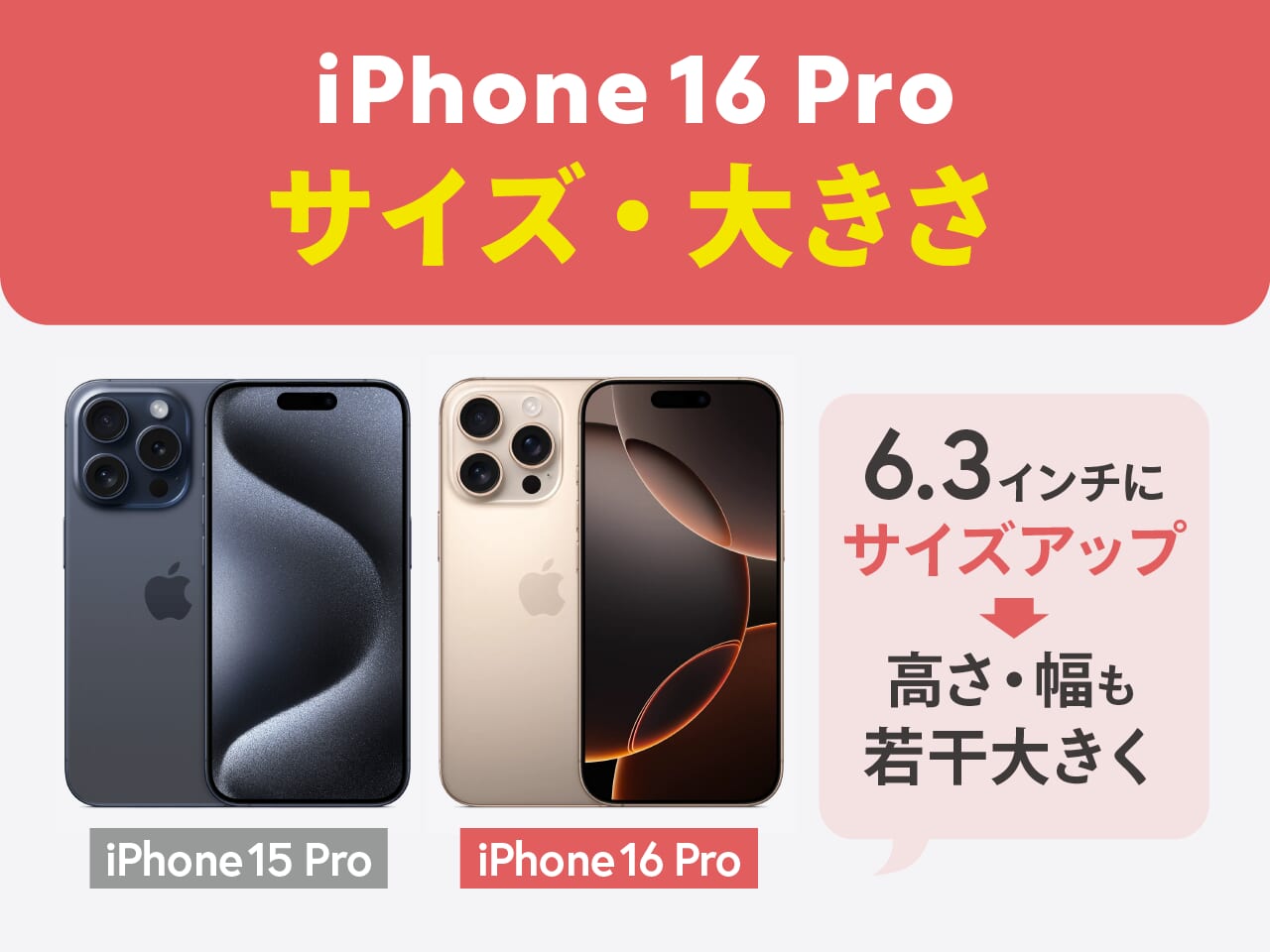 iPhone16 Proのサイズ・大きさ