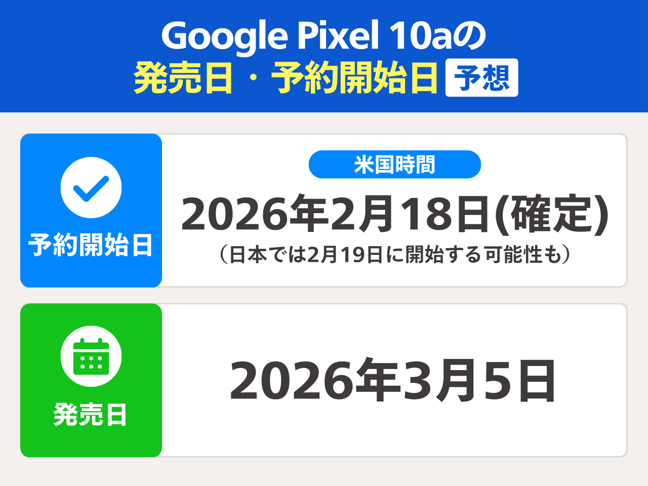 Google Pixel 10aの発売日・予約開始日