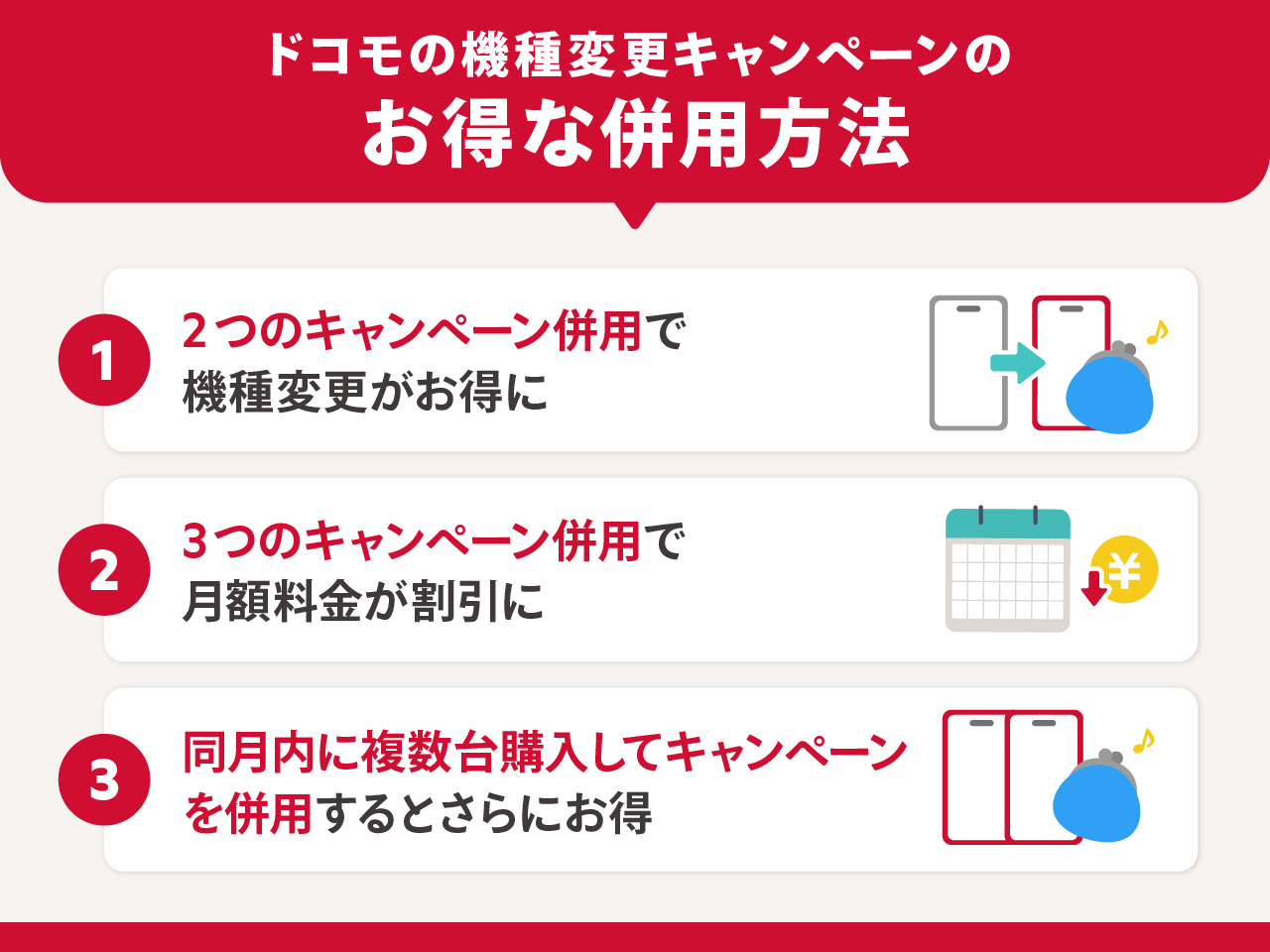 ドコモの機種変更キャンペーンのお得な併用方法