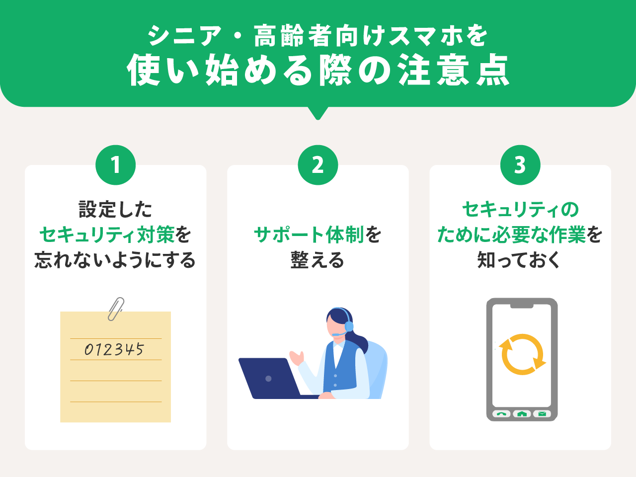 シニア・高齢者向けスマホを使い始める際の注意点