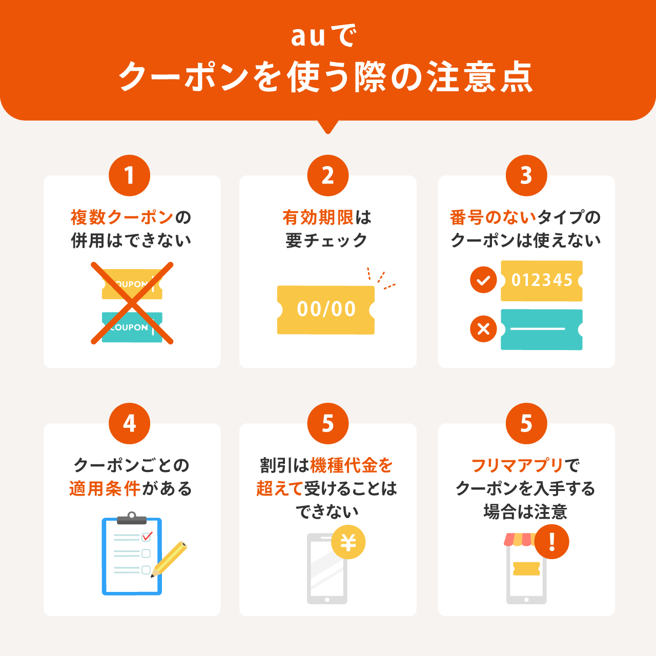 auでクーポンを使う際の注意点