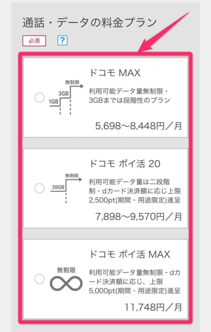ドコモオンラインショップ契約手続き手順