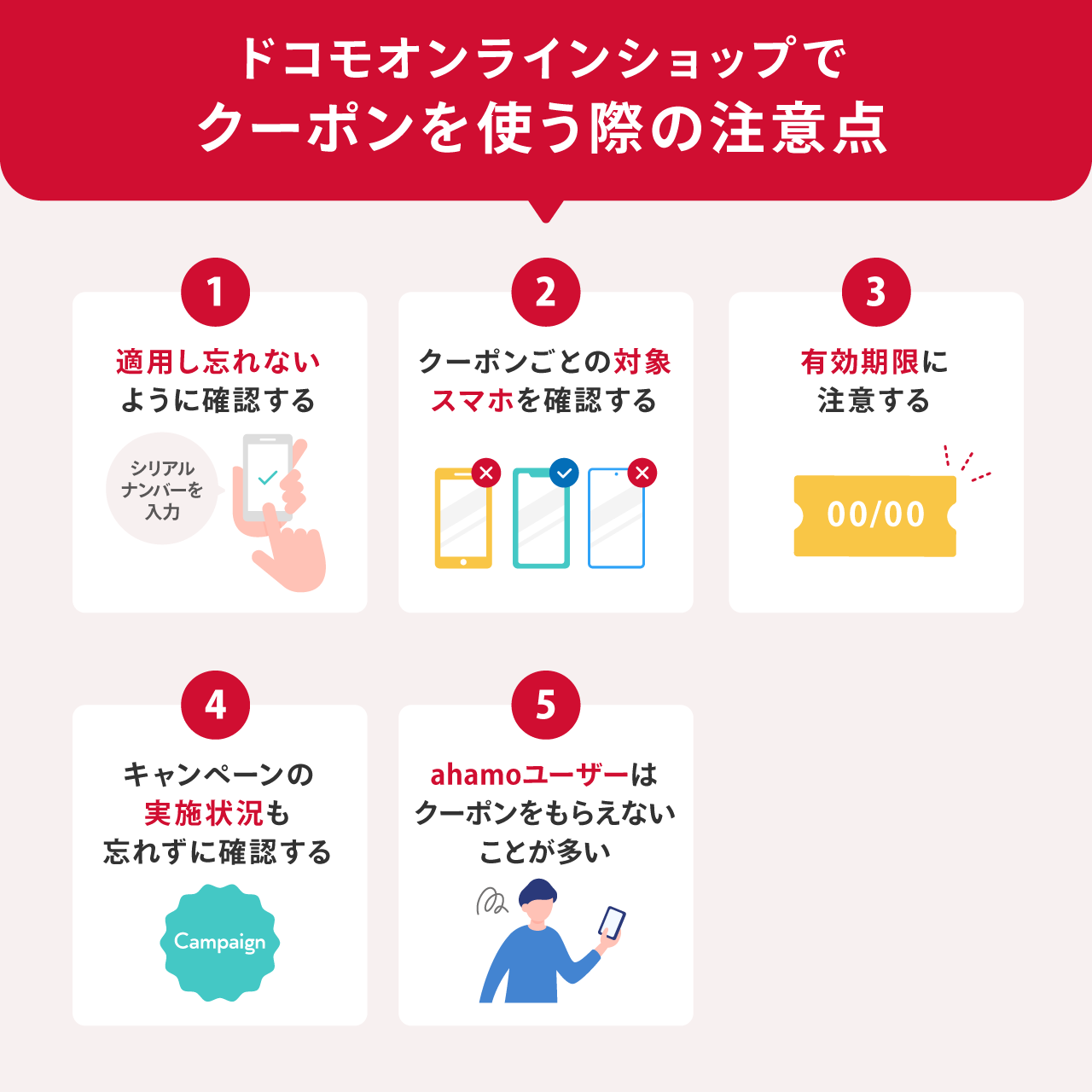 ドコモオンラインショップでクーポンを使う際の注意点