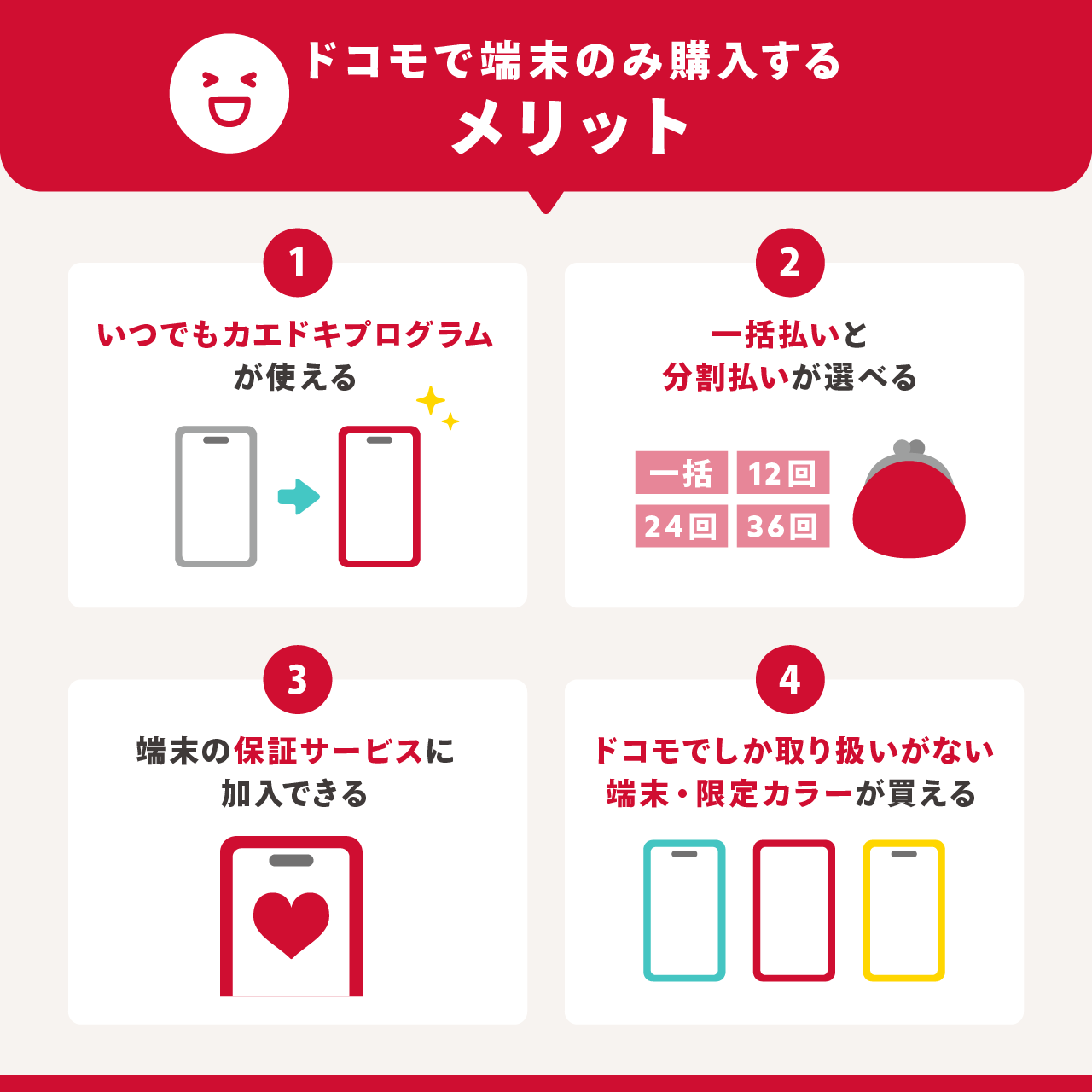 ドコモで端末のみ購入するメリット