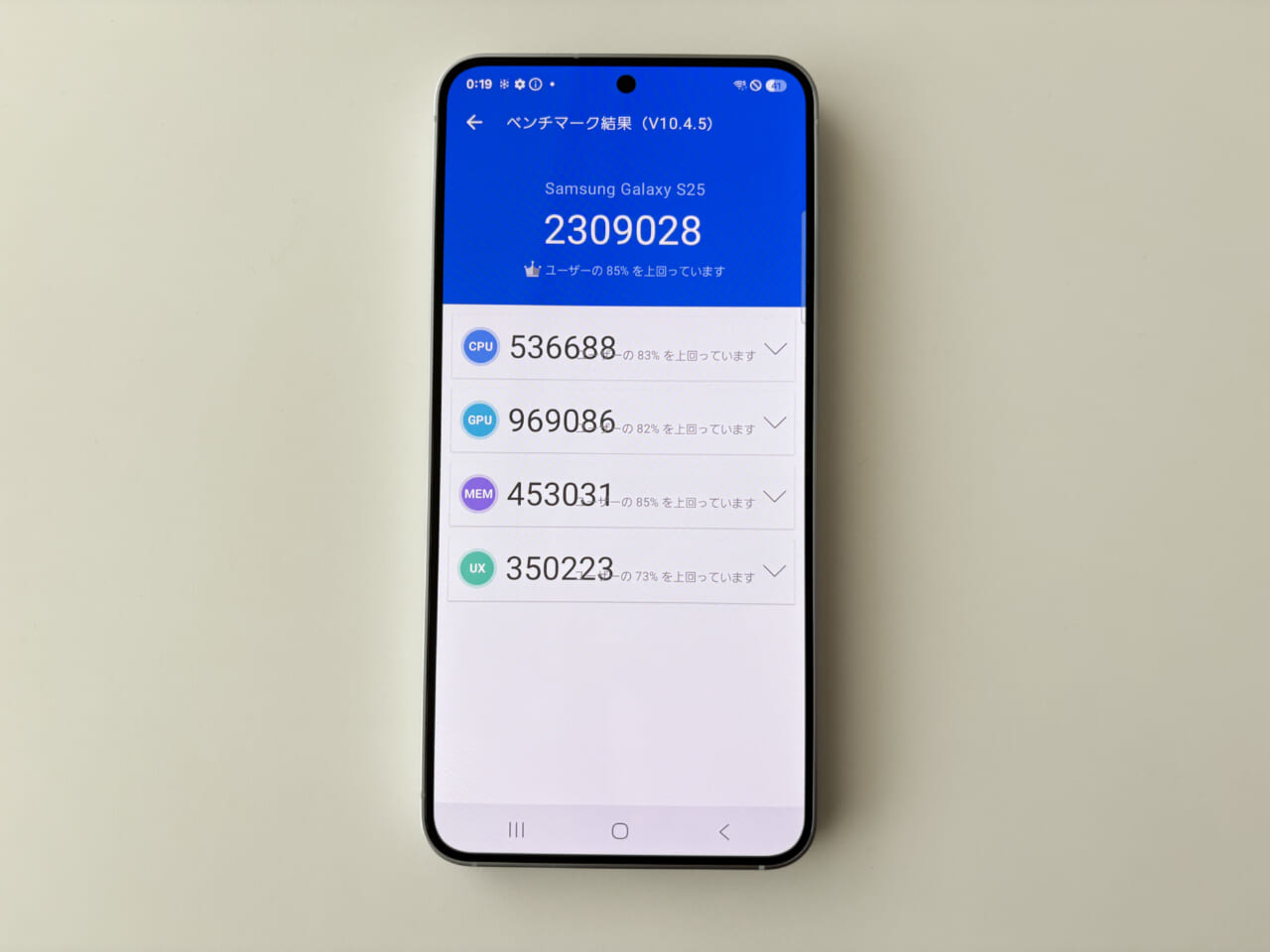 Galaxy S25ベンチマークテスト結果