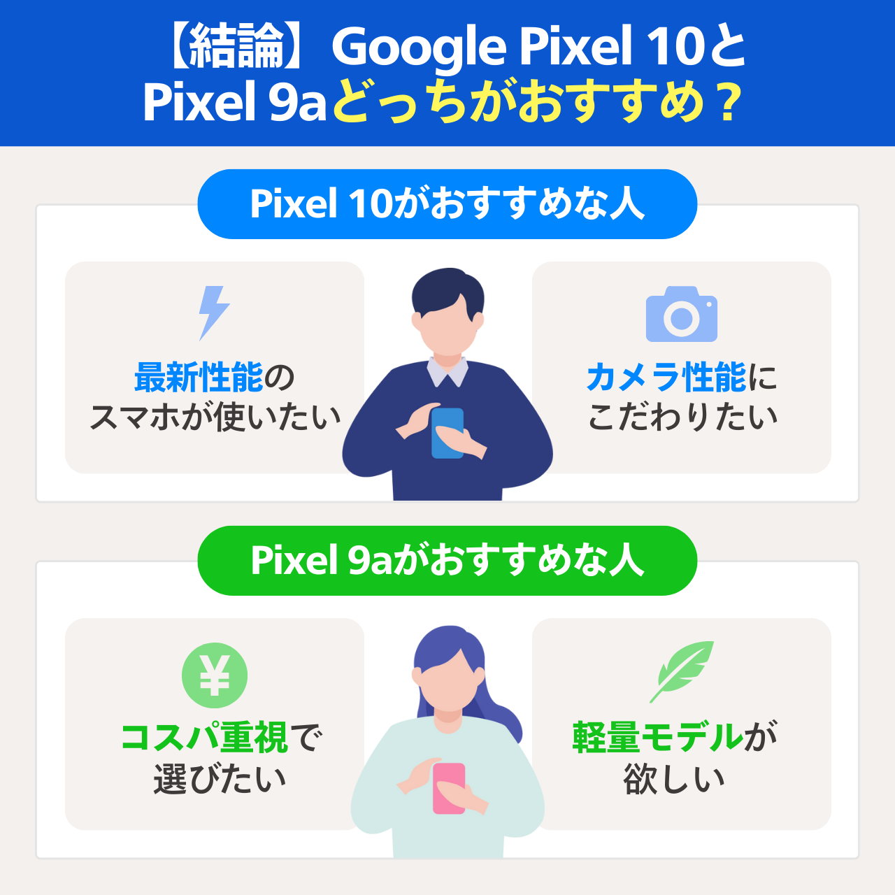【結論】Google Pixel 10とPixel 9aどっちがおすすめ？