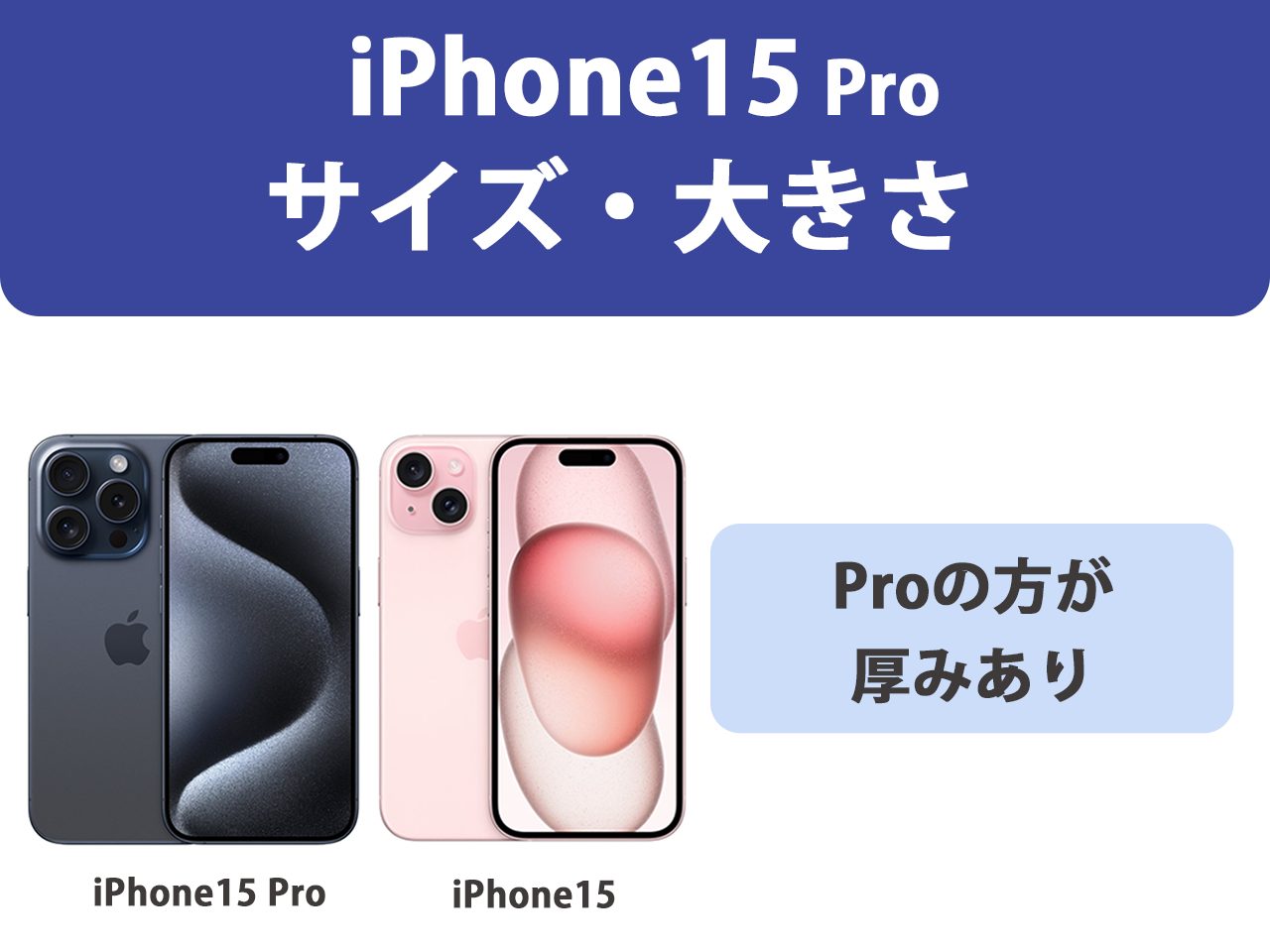 iPhone15 ProとiPhone14 Proのサイズ・大きさ比較