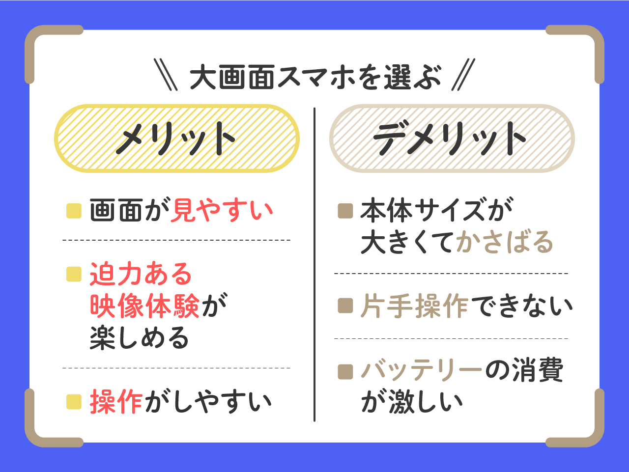 画面が大きいスマホのメリット・デメリット